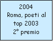 Casella di testo: 2004Roma, poeti al top 20032° premio 